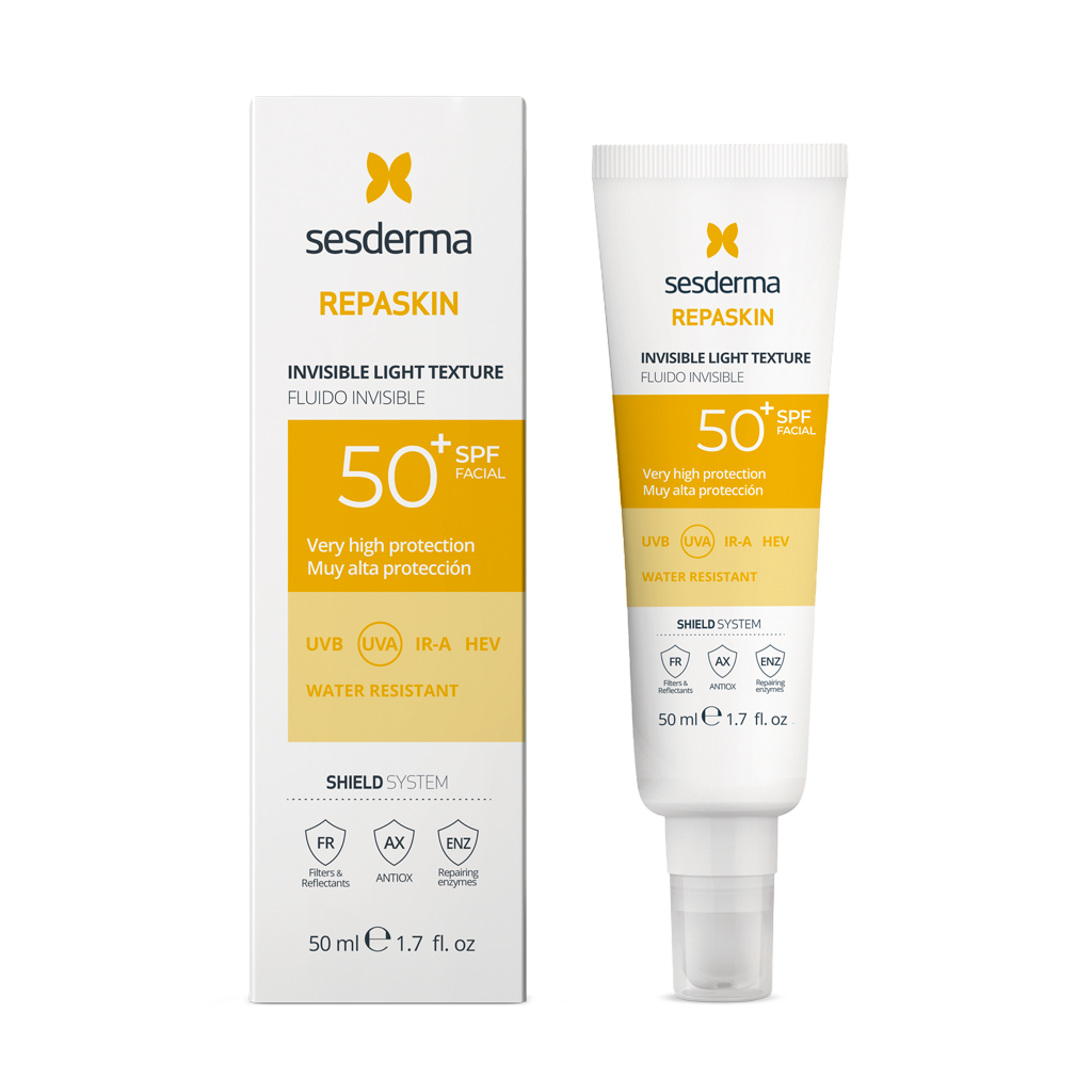 картинка REPASKIN INVISIBLE LIGHT TEXTURE Facial sunscreen SPF50 – Средство солнцезащитное сверхлегкое, 50мл