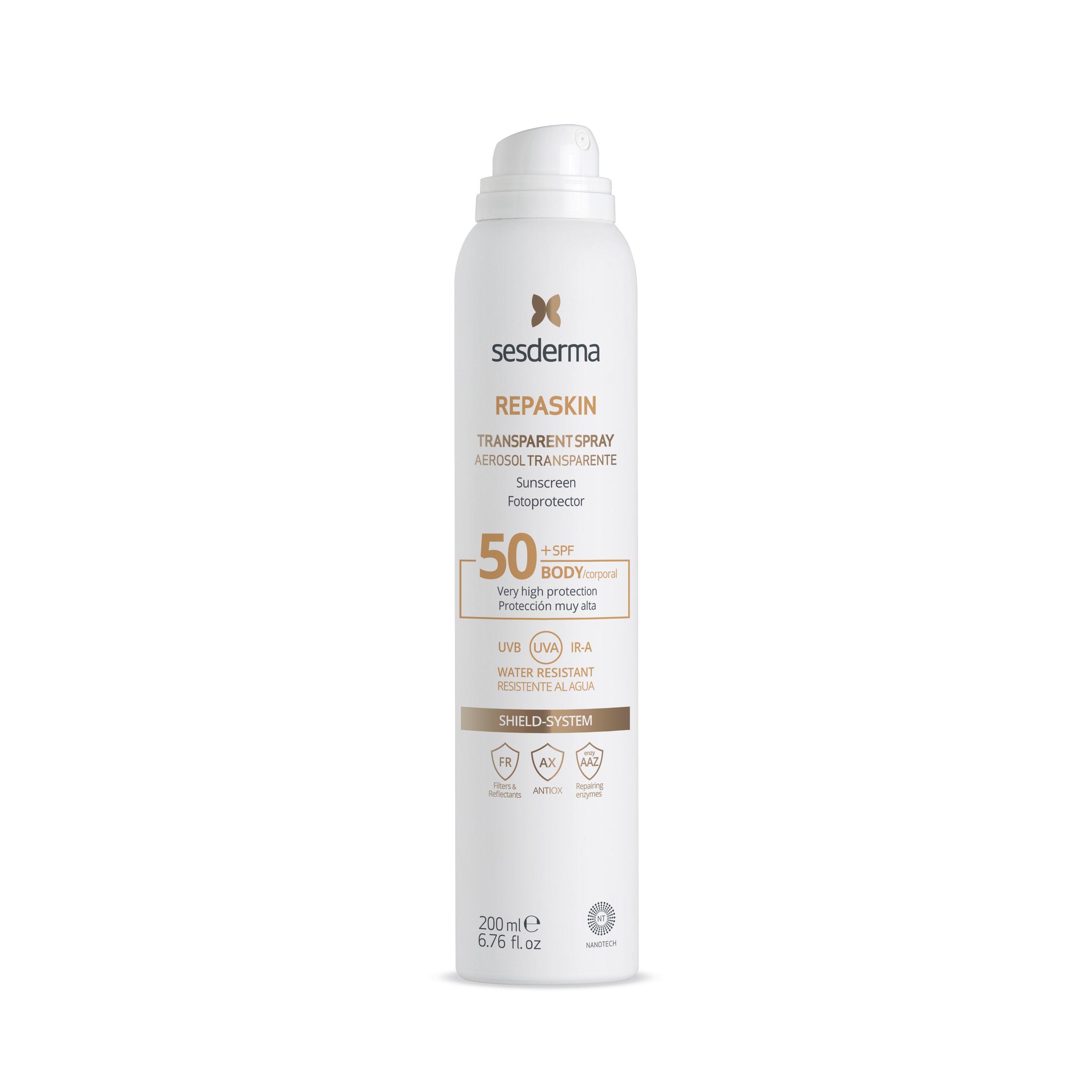 картинка REPASKIN TRANSPARENT SPRAY Sunscreen body SPF 50 – Спрей солнцезащитный прозрачный для тела СЗФ 50, 